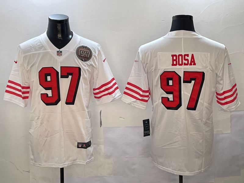 Men San Francisco 49ers 97 Bosa White Throwback 2024 Nike Limited NFL Jersey style 01041